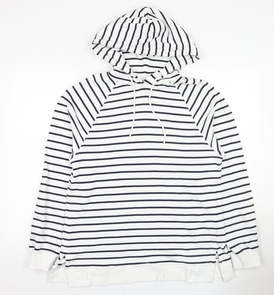 Marks and Spencer Women's Striped Pullover Hoodie M White