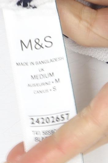 Marks and Spencer Women's Striped Pullover Hoodie M White
