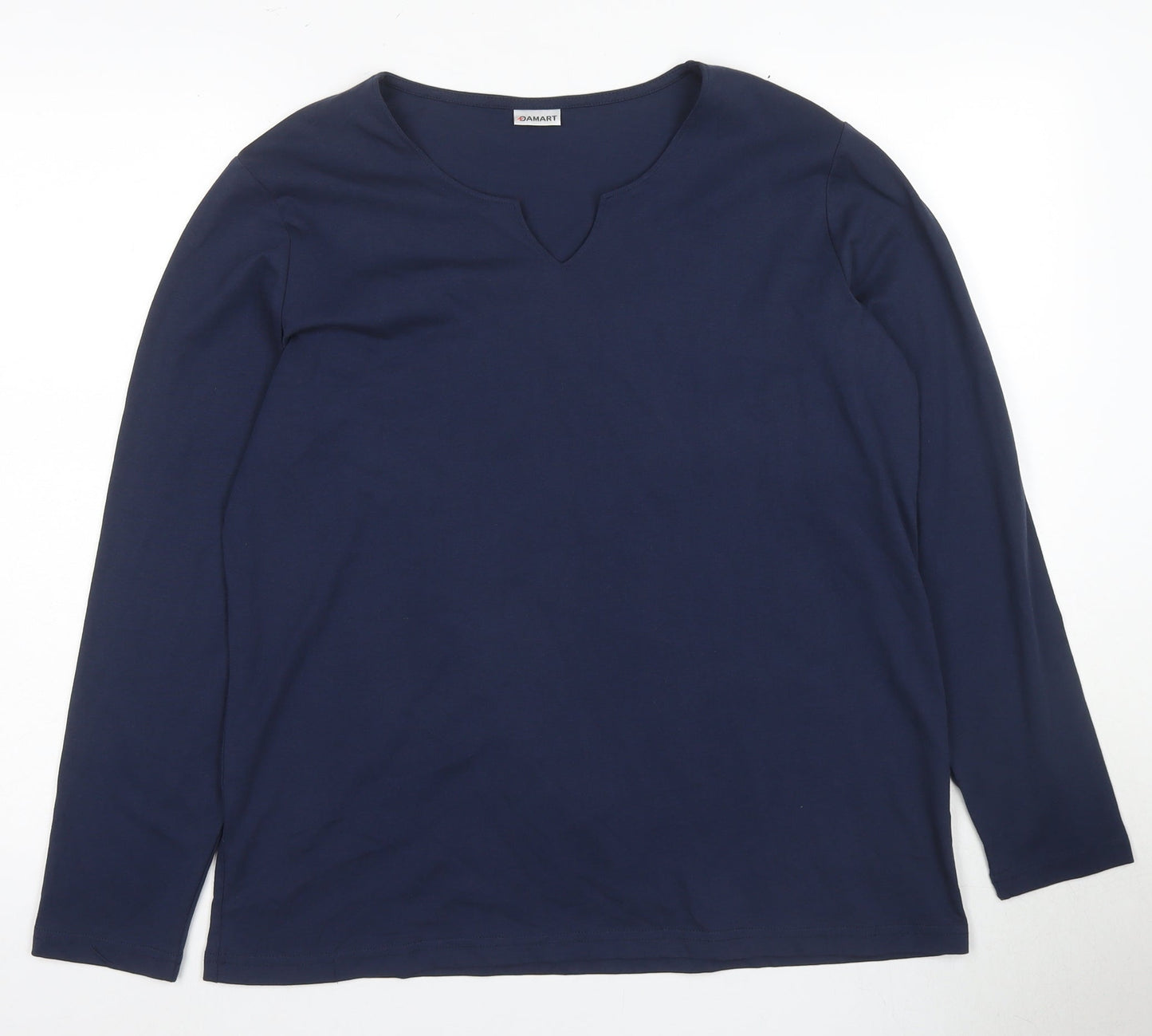 Damart Women's Blue Long Sleeve V-Neck T-Shirt