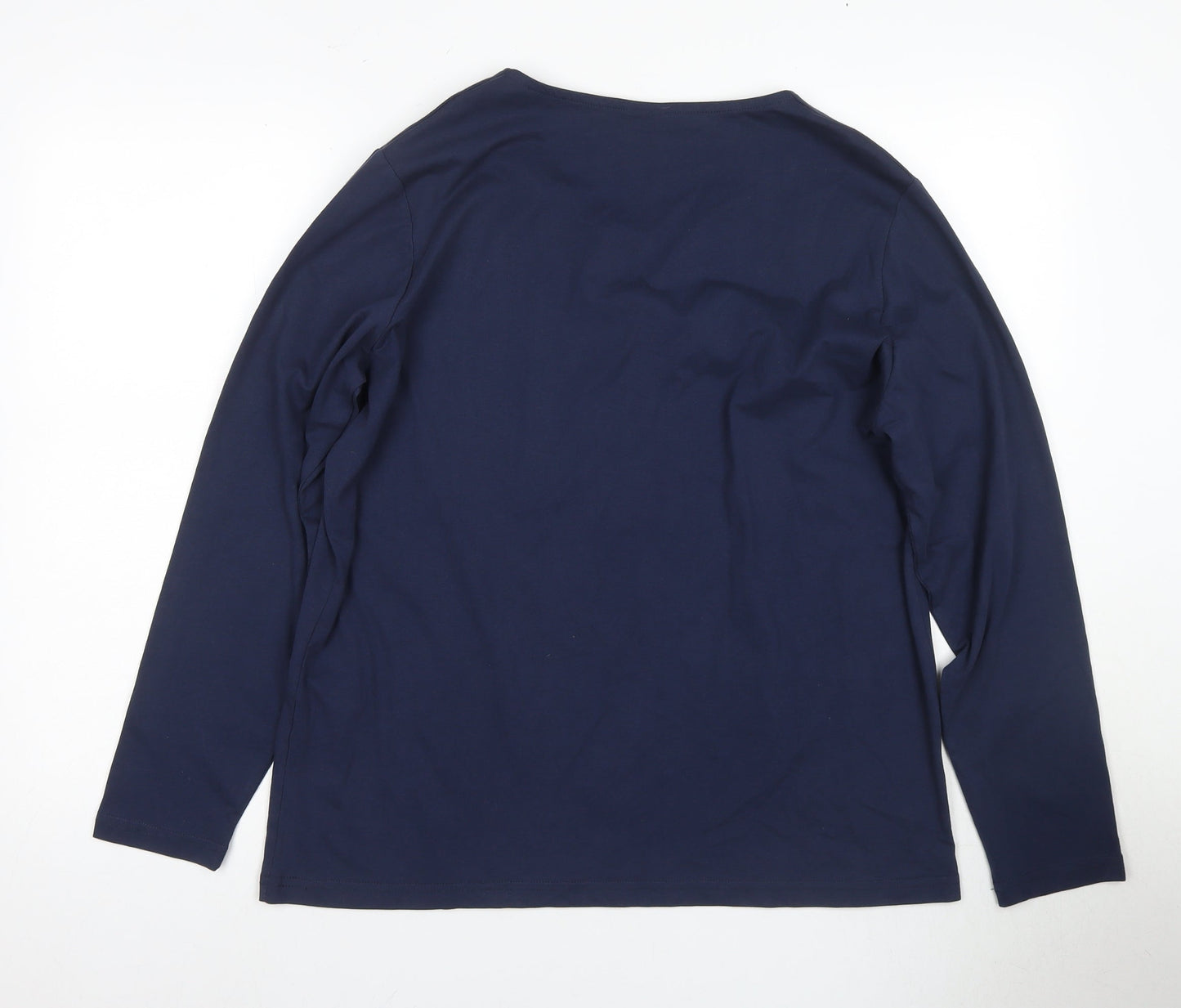 Damart Women's Blue Long Sleeve V-Neck T-Shirt