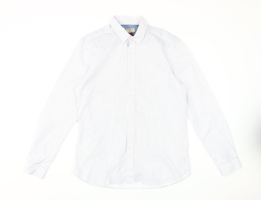 Next Men's White Check Dress Shirt L Regular Fit