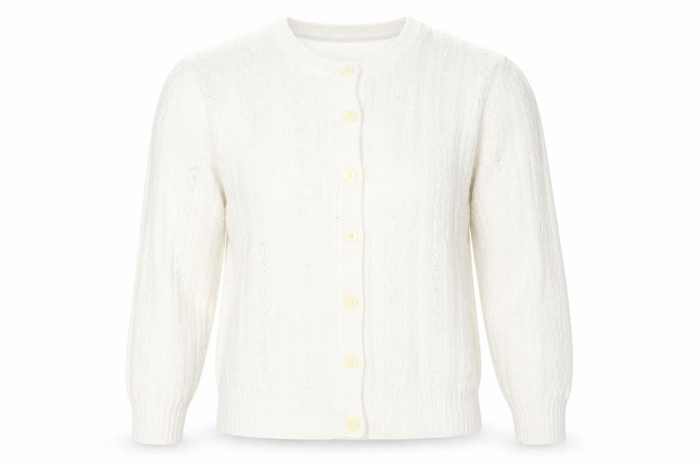 St Michael Women's White Cable-Knit Cardigan Size 12-14