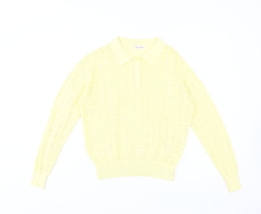 Anne Weyburn Yellow Women's Collared Pullover Jumper Size 12
