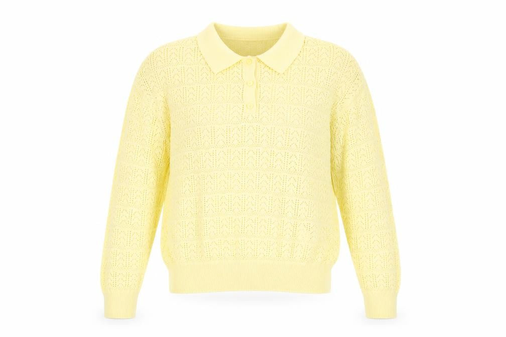 Anne Weyburn Yellow Women's Collared Pullover Jumper Size 12