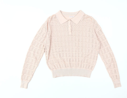 Anne Weyburn Women's Beige Collared Cardigan Size 10
