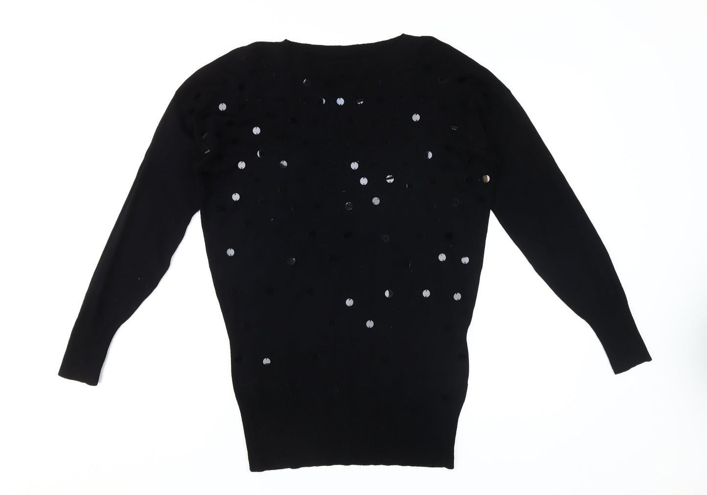 Wallis Women's Black Sequin Pullover Jumper M