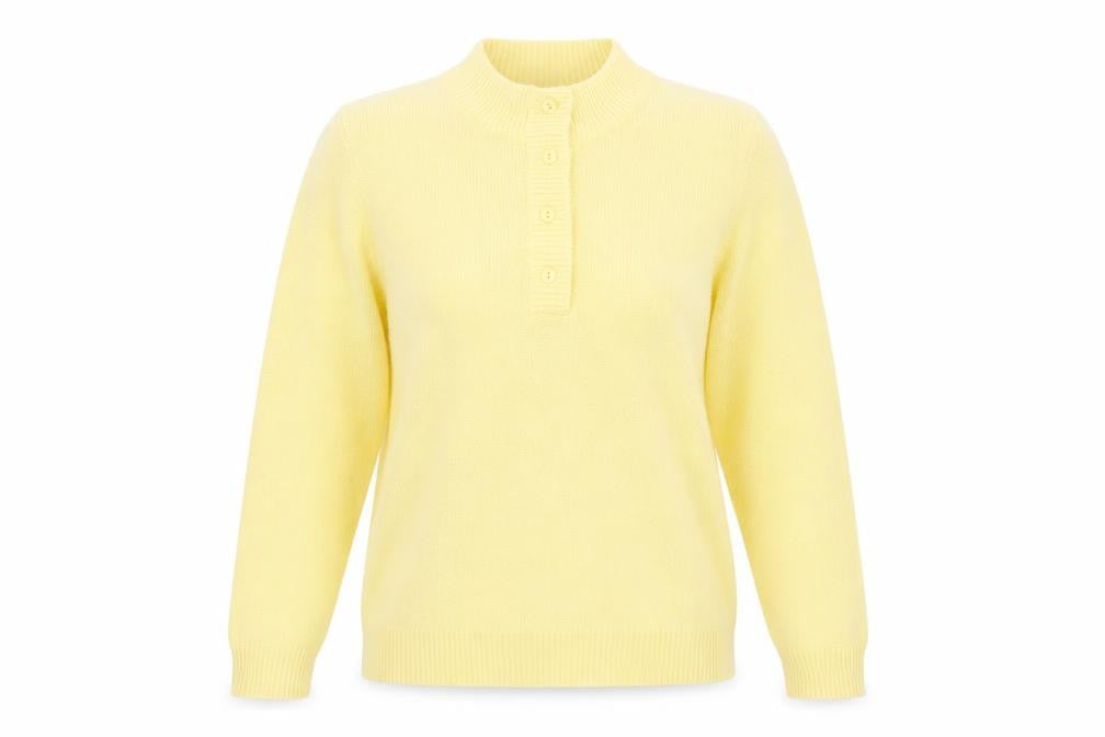 Damart Women's Yellow Henley Jumper - Size 10