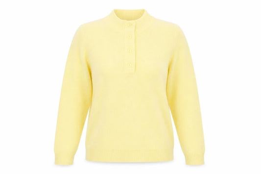 Damart Women's Yellow Henley Jumper - Size 10
