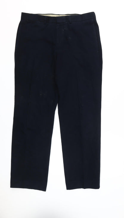 Marks & Spencer Men's Black Cotton Trousers, Size 34