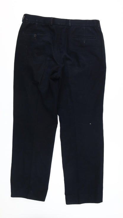 Marks & Spencer Men's Black Cotton Trousers, Size 34