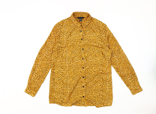 New Look Women's Orange Animal Print Button-Up Shirt