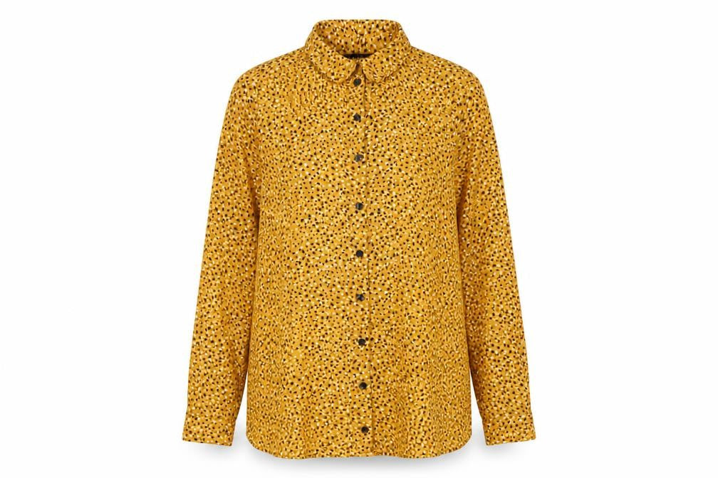 New Look Women's Orange Animal Print Button-Up Shirt