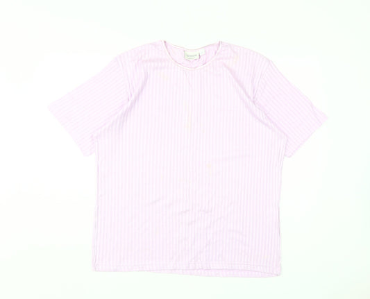 Canda Men's Pink Striped T-Shirt L
