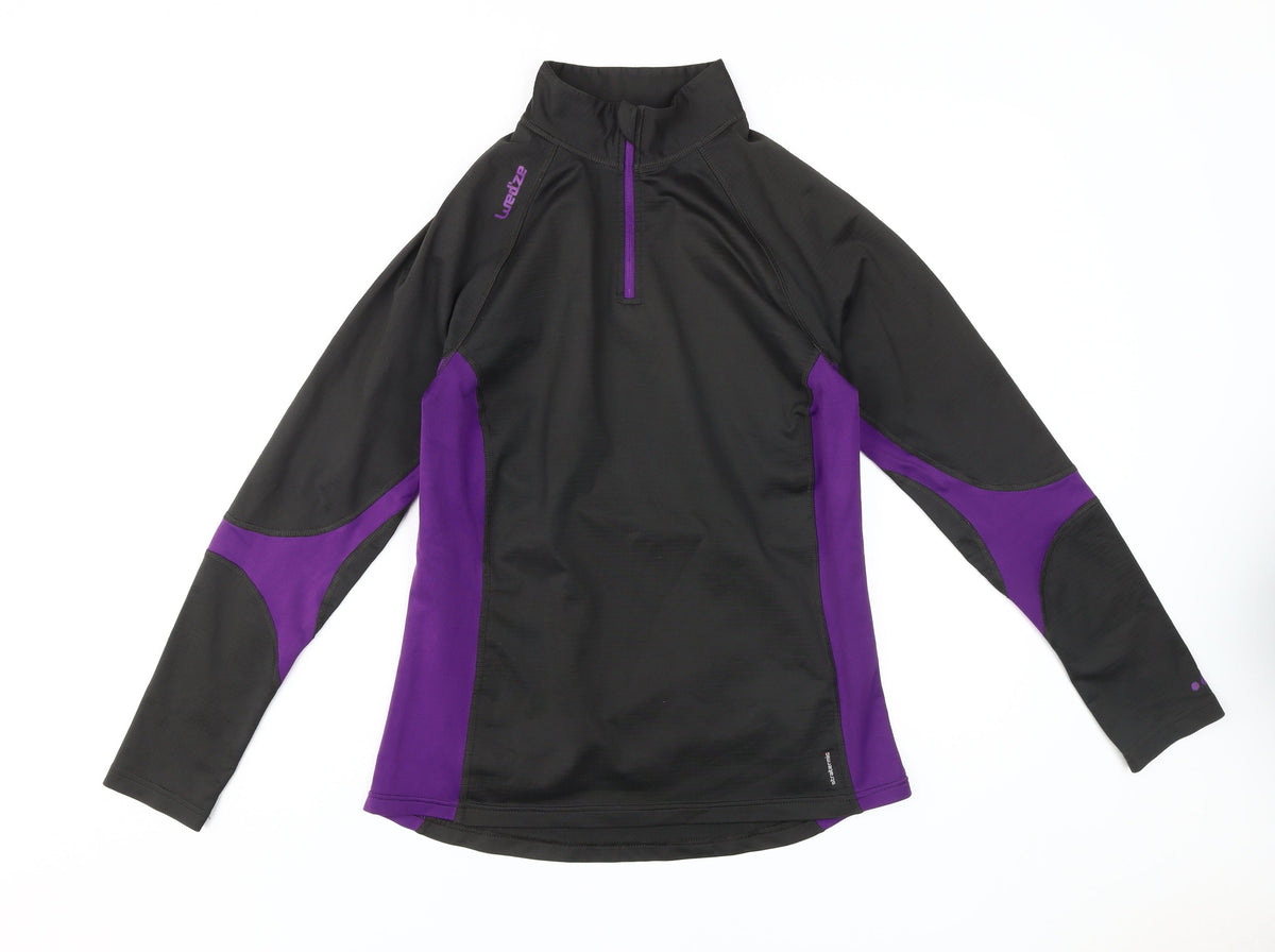 Wedze Women's Black/Purple 1/4 Zip Ski Pullover, Size 12