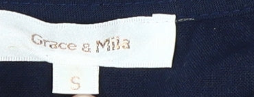 Grace & Mila Women's Blue Embroidered Blouse, Size S, Casual Elegance