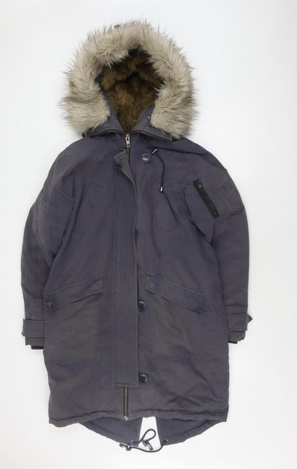 Additional front view of ASOS Men’s Black Parka Jacket, size 38, Winter-Ready