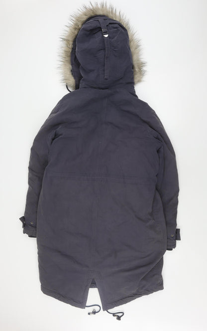 Back view of ASOS Men’s Black Parka Jacket, size 38, Winter-Ready
