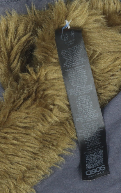 Close-up detail of ASOS Men’s Black Parka Jacket, size 38, Winter-Ready