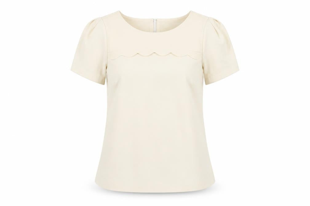 Oasis Women’s Ivory Blouse, Size 10, Short Sleeve