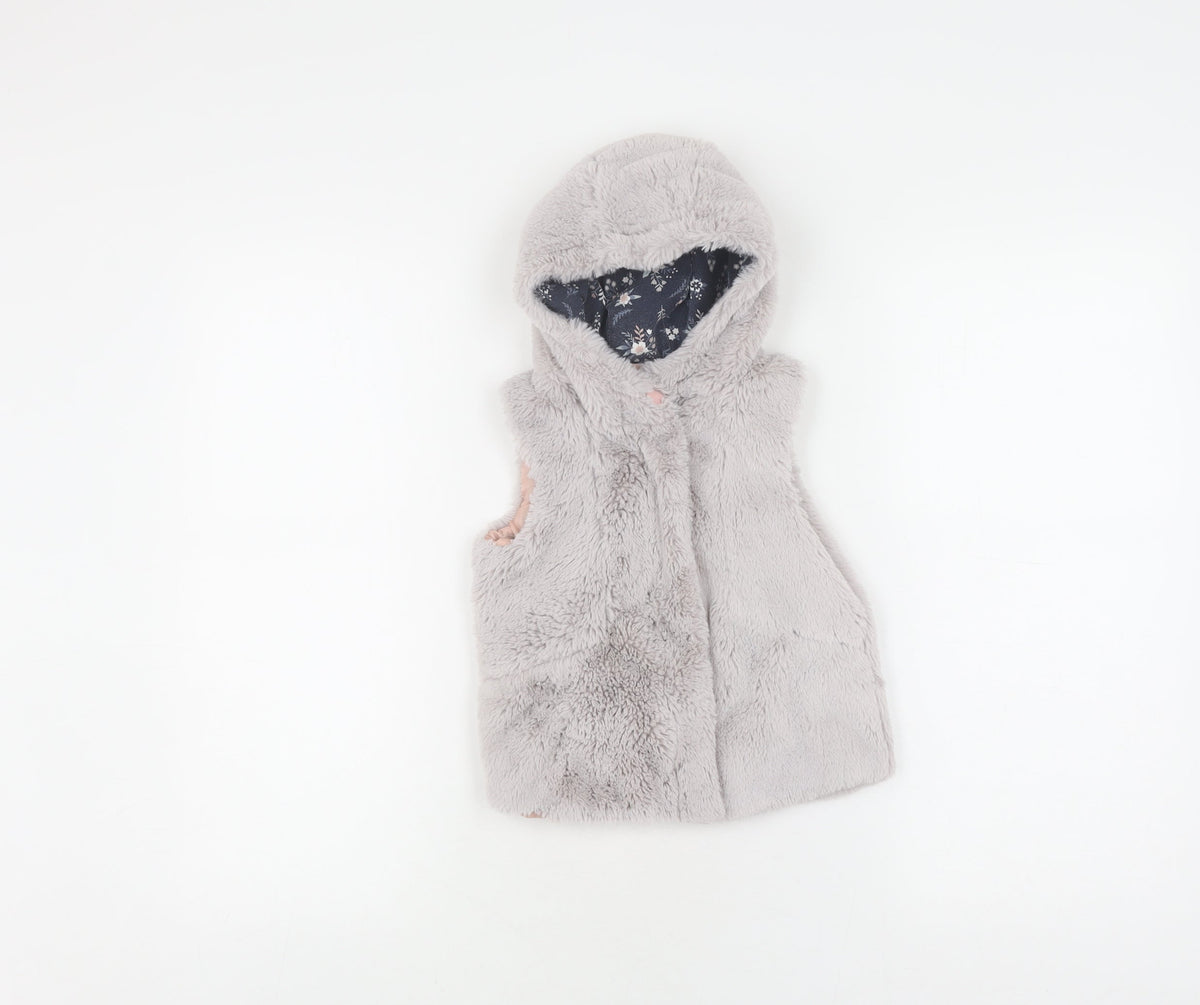 Additional front view of Cath Kidston girls’ grey hooded puffer jacket 2-3 years