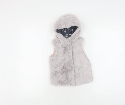 Additional front view of Cath Kidston girls’ grey hooded puffer jacket 2-3 years