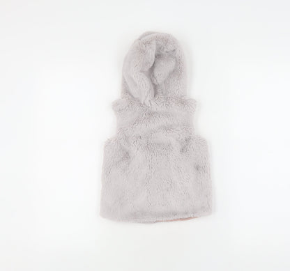 Back view of Cath Kidston girls’ grey hooded puffer jacket 2-3 years