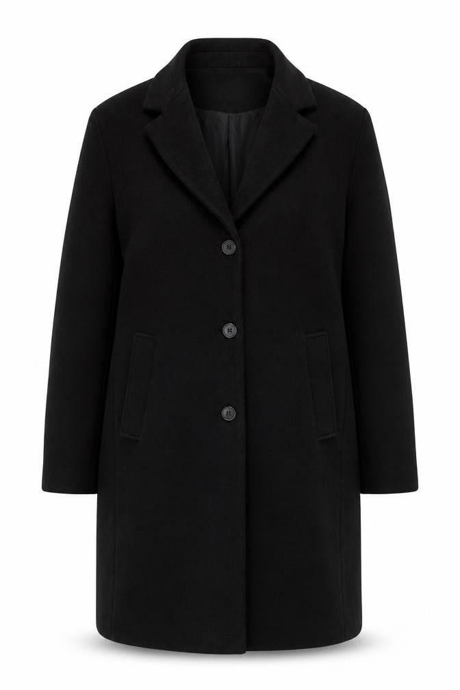 H&M Women's Black Mid-Length Overcoat, Size L