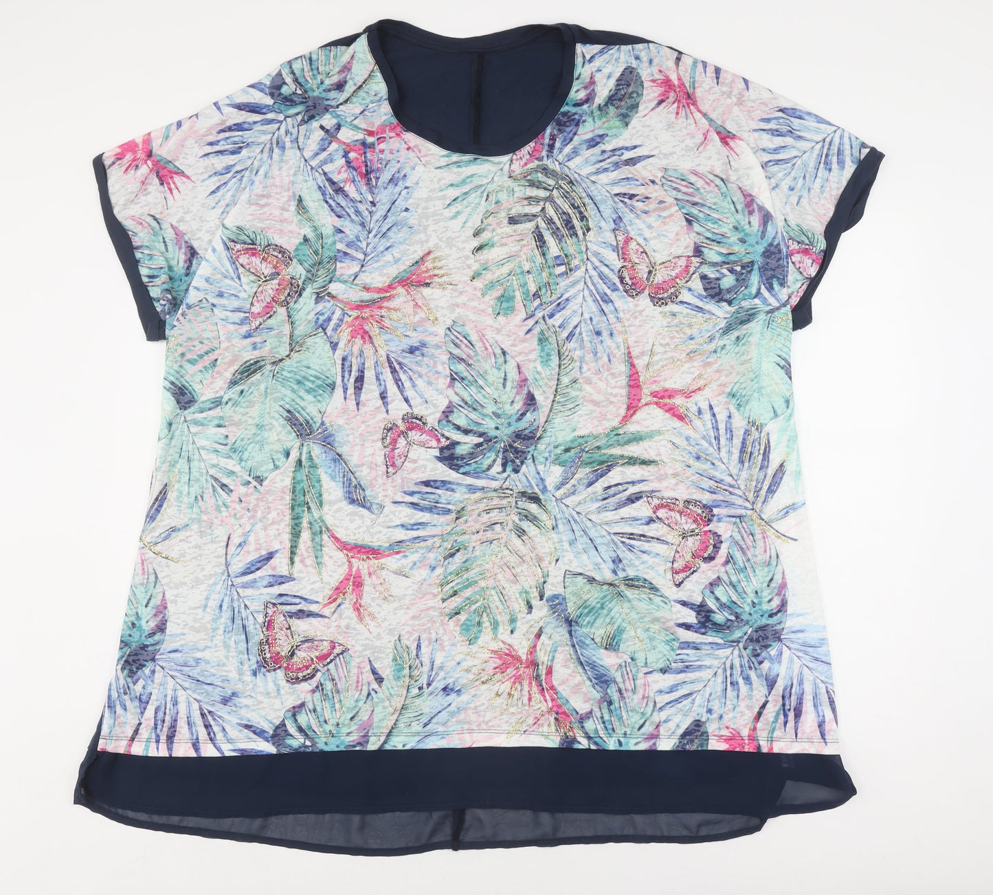 Yours Women's Multicoloured Tropical Floral Top Size 2