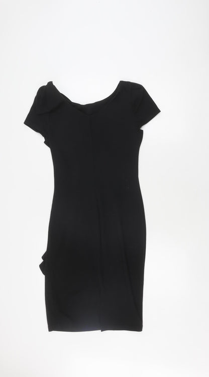 Back view of Red Herring Women's Black Sheath Dress, size 8, Party