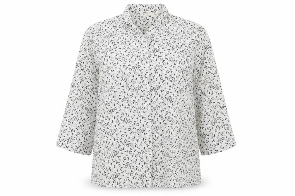 Fat Face Women's White Floral Button-Up Shirt