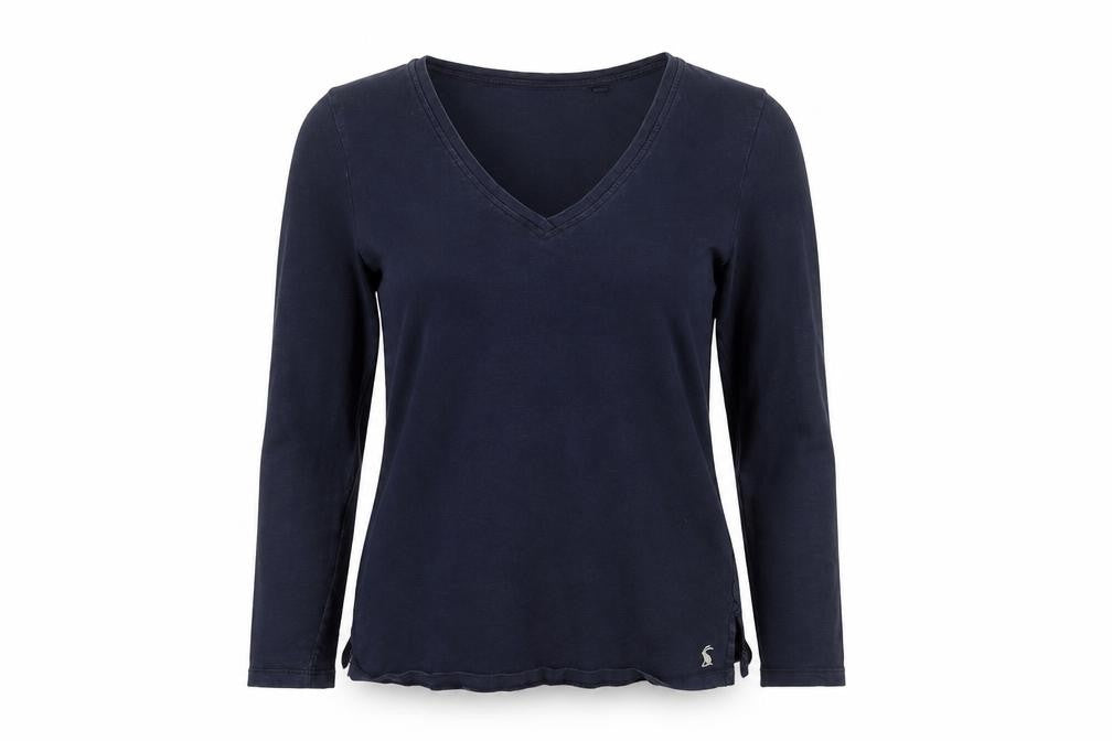 Joules Women's Blue V-Neck Long Sleeve T-Shirt 8 UK