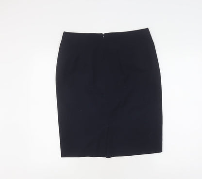 Jigsaw Women's Black Knee Length Wool Pencil Skirt, Size 14