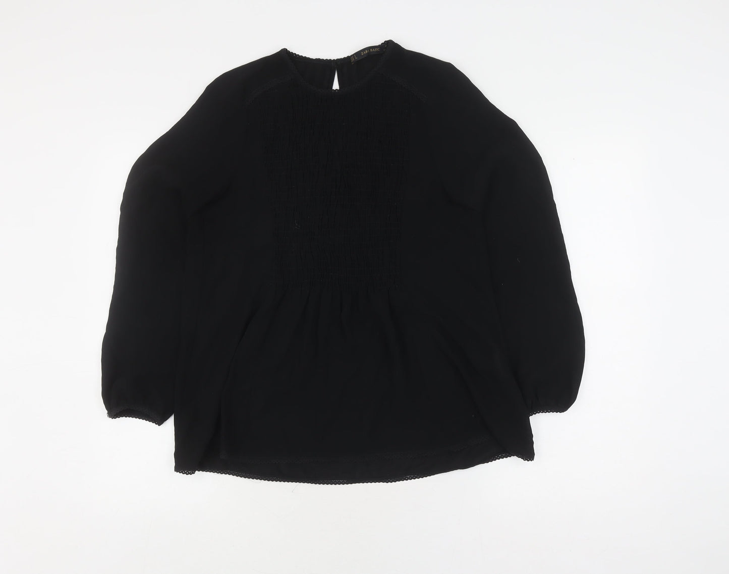 Zara Women's Black Basic Blouse, Size S, Elegant Casual Wear