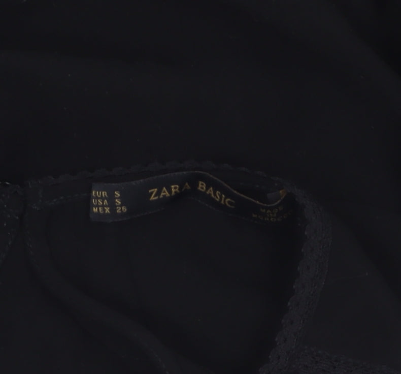 Zara Women's Black Basic Blouse, Size S, Elegant Casual Wear