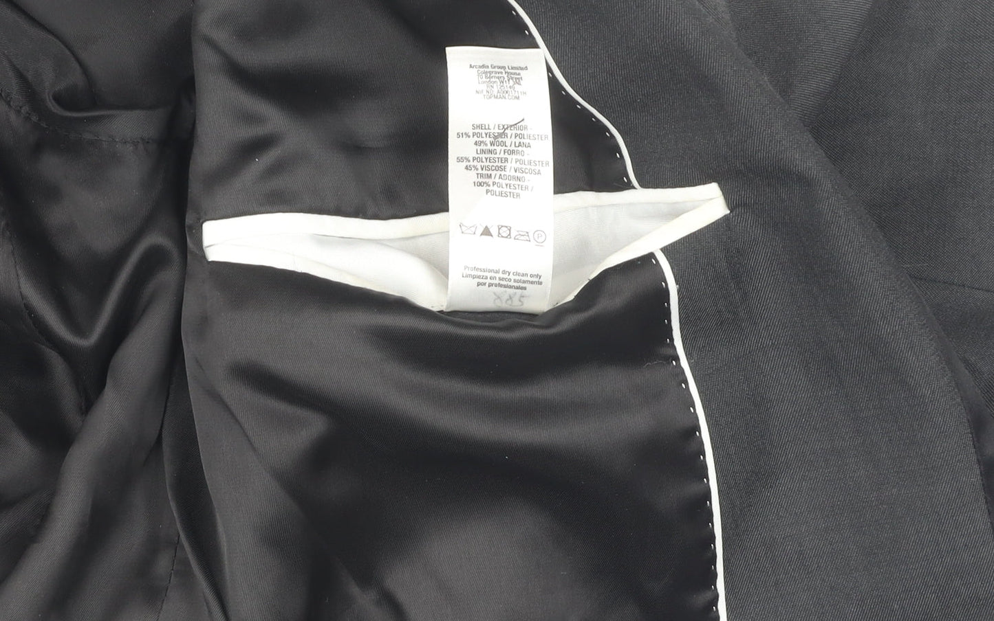 Topman Men's Black Suit Jacket 38 Formal Wear