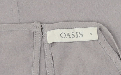 Oasis Women's Grey Beaded High Neck Sleeveless Blouse