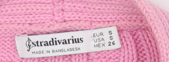 Stradivarius Women's Pink Cardigan, S, V-Neck Knit