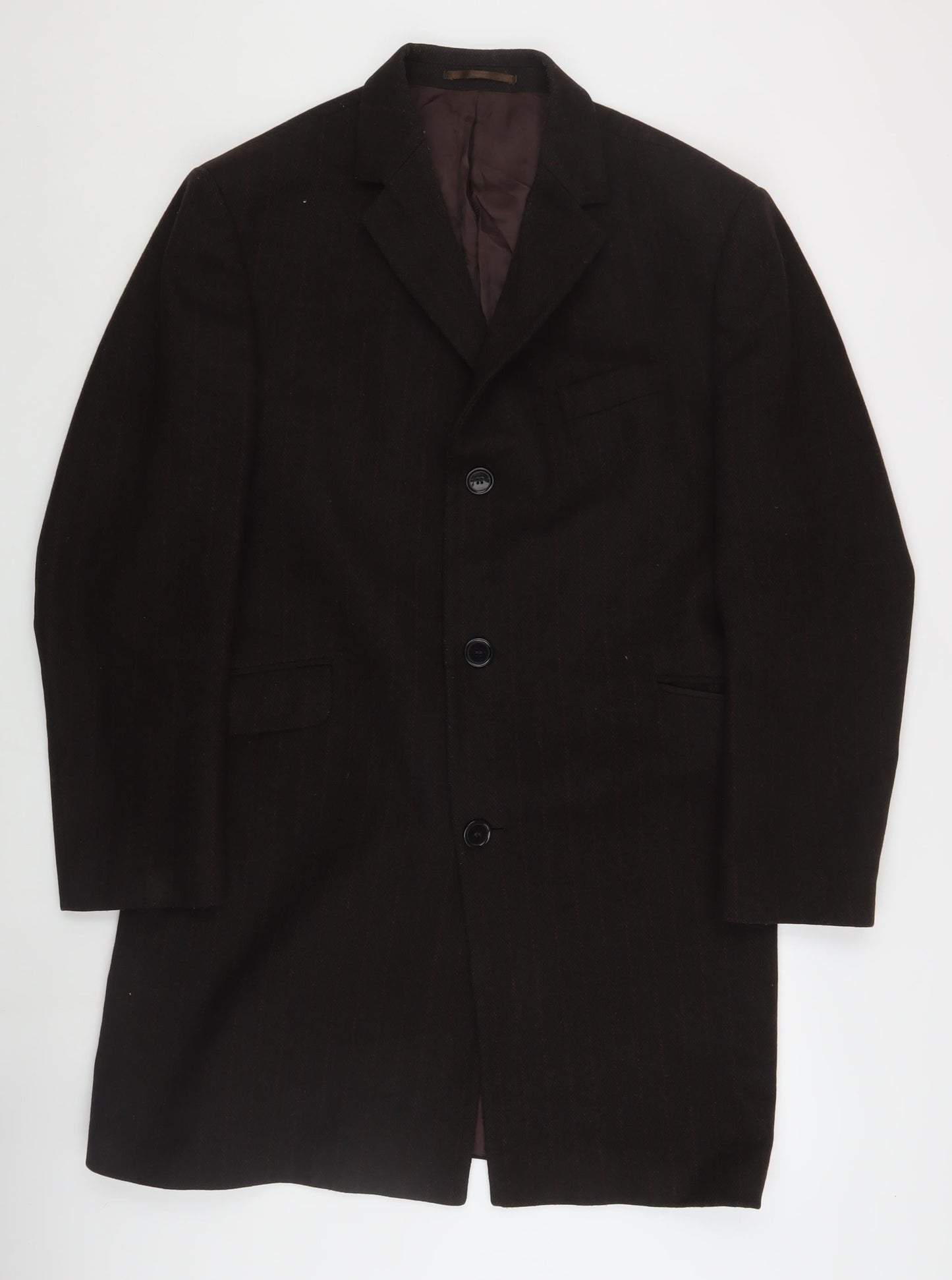Cornelius George Men's Black Wool Mid-Length Overcoat 42R