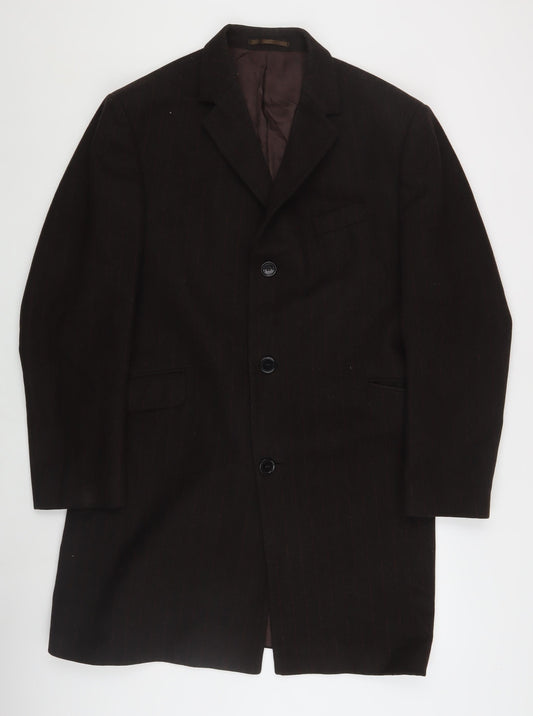 Cornelius George Men's Black Wool Mid-Length Overcoat 42R