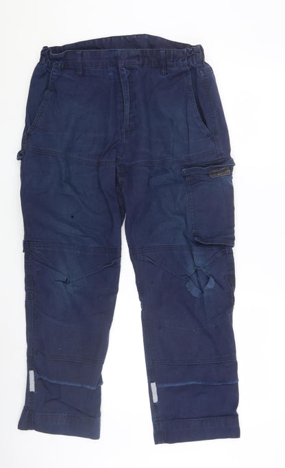 Preloved Portwest Men's Blue Cargo Jeans Size 34 - Front