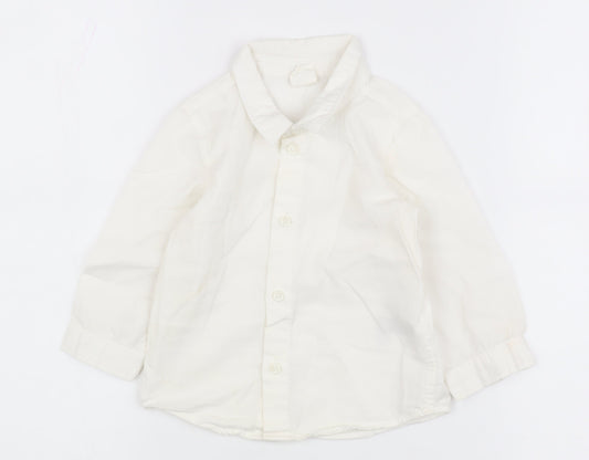 H&M Unisex White Button-Up Shirt 6-9 Months Cotton