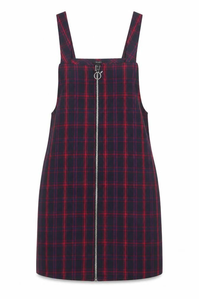 Forever 21 Women's Plaid Pinafore Dress L