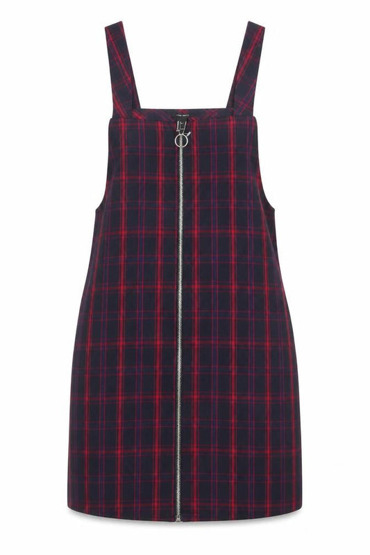Forever 21 Women's Plaid Pinafore Dress L