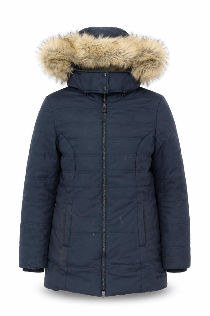 Weird Fish Women's Blue Puffer Jacket Size 8 with Hood