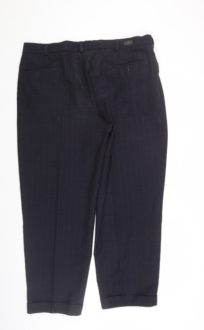 Marks & Spencer Men's Blue Check Trousers Size 40