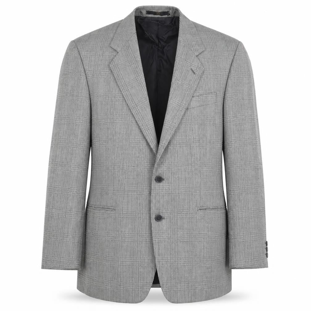 HR Tailoring Men's Grey Checked Blazer, Size 44R