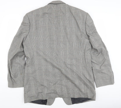 HR Tailoring Men's Grey Checked Blazer, Size 44R
