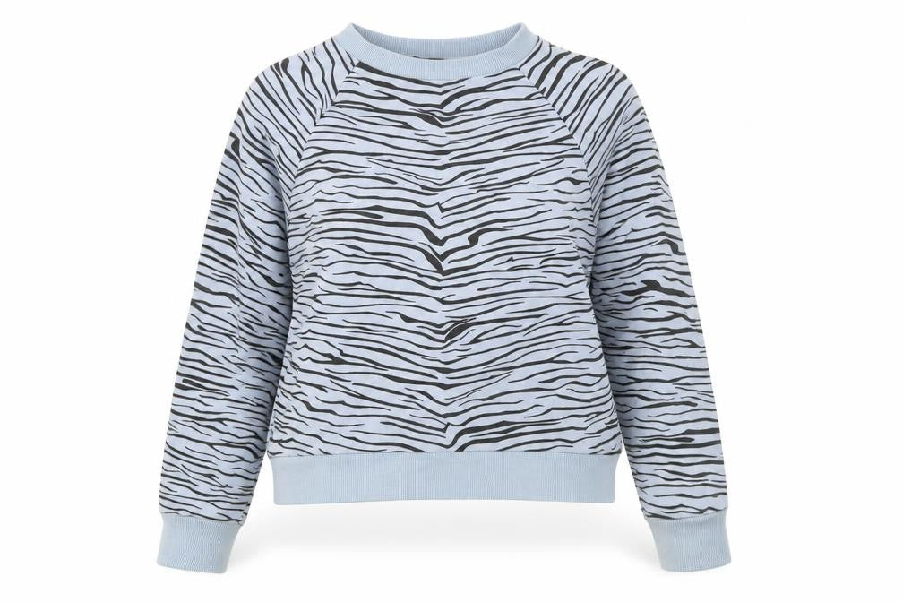 Fox & Taylor Women's Blue Animal Print Pullover Sweatshirt