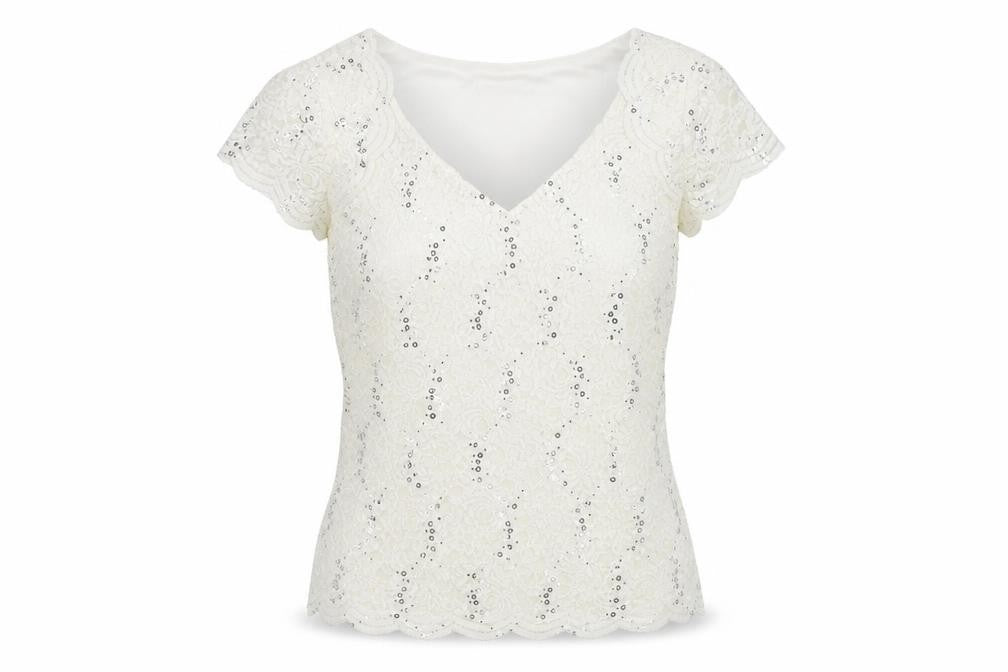 Jacques Vert Women’s Ivory Sequin Blouse - Size 10