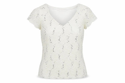 Jacques Vert Women’s Ivory Sequin Blouse - Size 10